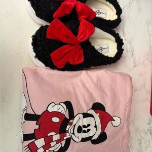Disney Black and Red Bow Slippers